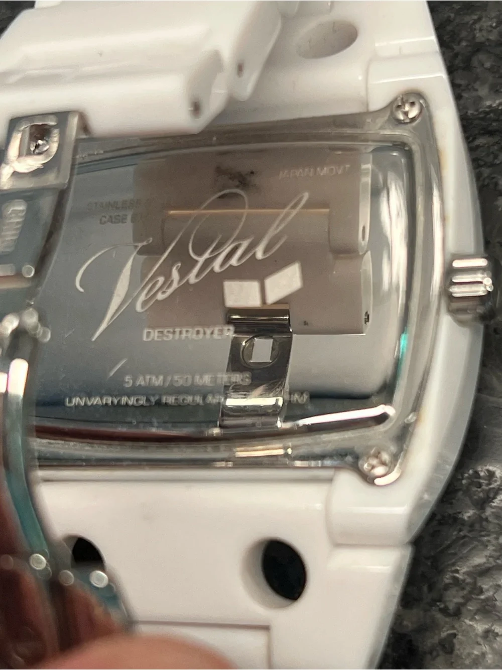 Vestal White Link Watch with Silver Accents